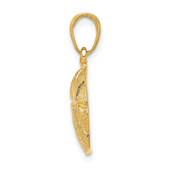 10k Yellow Gold Small Sports Basketball Necklace Charm Pendant, textured concave - Picture 3 of 5